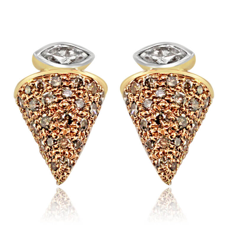 Vivaan Brown Diamond Cone Studs