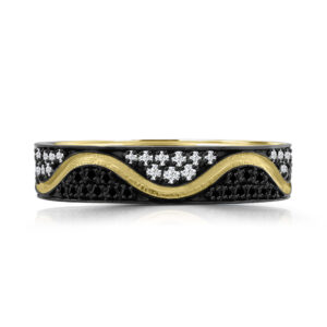 Vivaan Black and White Diamond Gold Wave Band