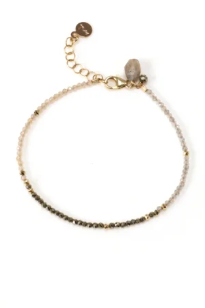 Mickey Lynn Labradorite, Pyrite and Zircon Bracelet