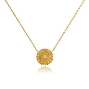 Dotted Edge Pleated Disc Necklace from the Moondance Collection