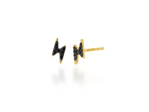 Mini Black Diamond Lightning Bolt Stud by Rachel Reid at Moondance Jewelry Gallery