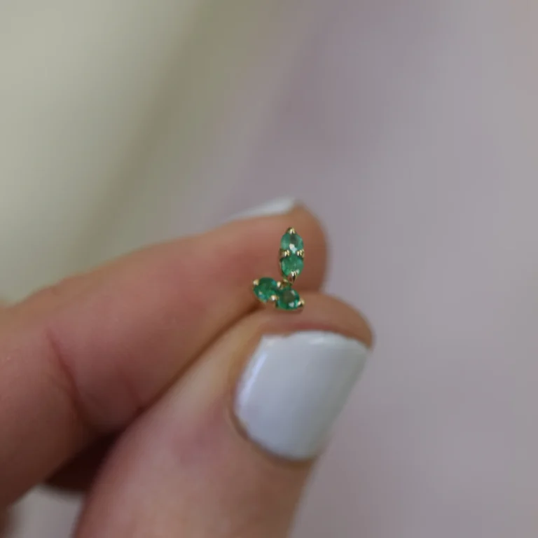 Emerald Pavillion Studs by La Kaiser at Moondance Jewelry Gallery