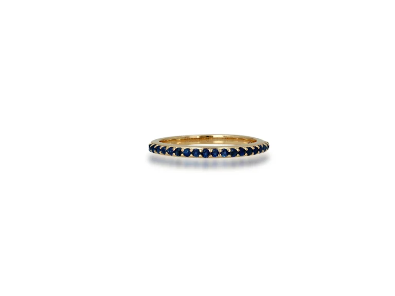 Pave Blue Sapphire Half Eternity Band by Rachel Reid at Moondance Jewelry Gallery