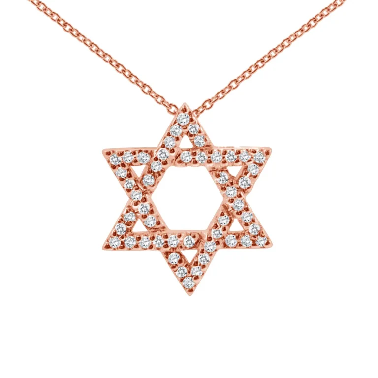 Rose Gold Sparkling Star of David Necklace