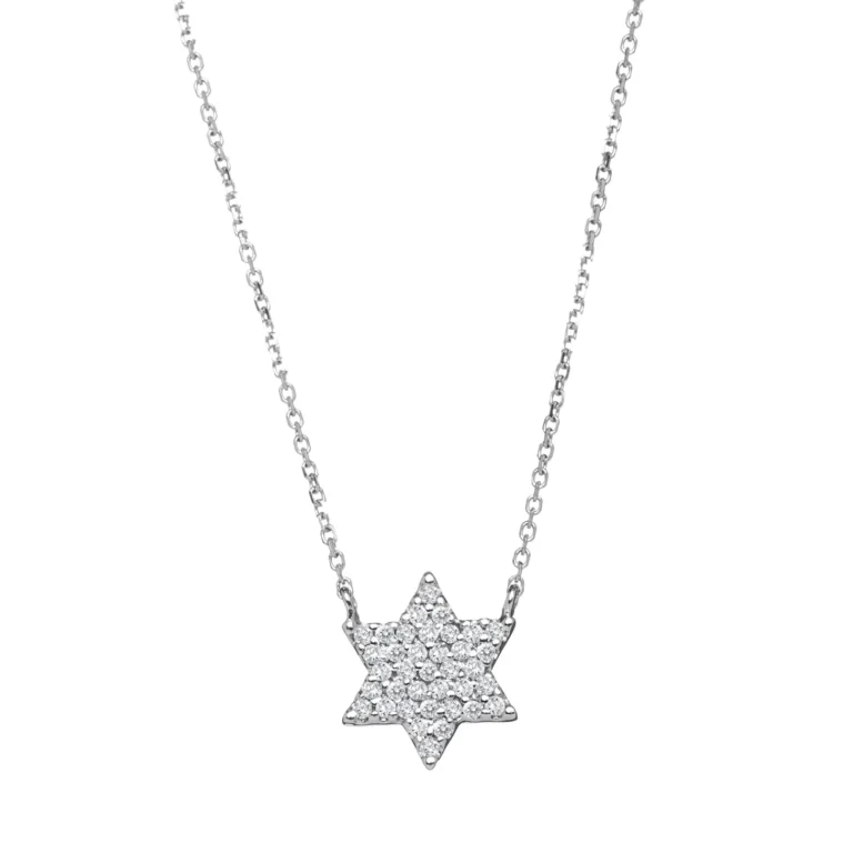 Pave Diamond Star of David Necklace