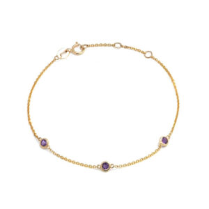 3 Bezel Amethyst 14k Yellow Gold Bracelet