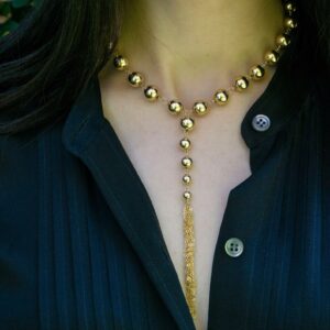 Gold Filled Ball Lariat with Tassle by Ralla Designs at Moondance Jewelry Gallery