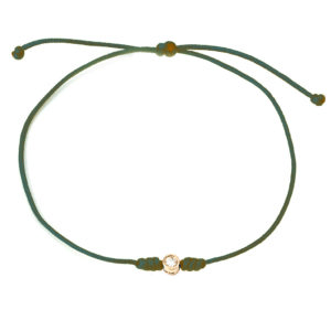 Diamond on Green Cord Bracelet