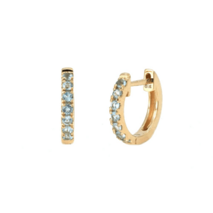 14k Yellow Gold Blue Topaz Huggies from the Moondance Collection