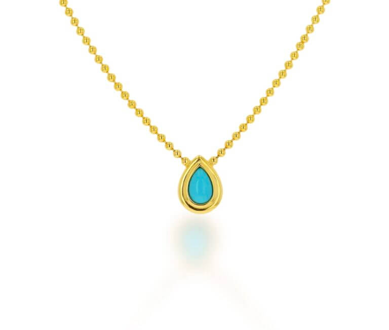 Teardrop Double Bezel Bead Chain Necklace from RACHEL REID