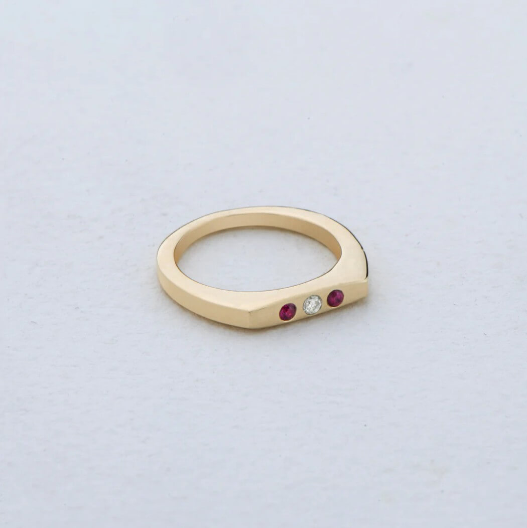 3 Stone Oblong Signet Ring