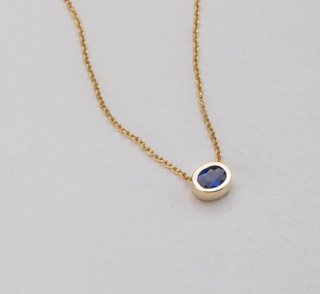 Oval Blue Sapphire Necklace