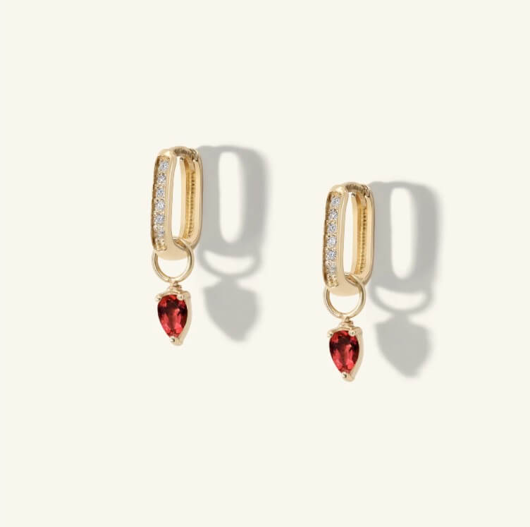Pear Shaped Ruby Earring Charms