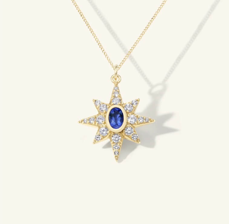 Small Pave Sapphire Starburst Charm