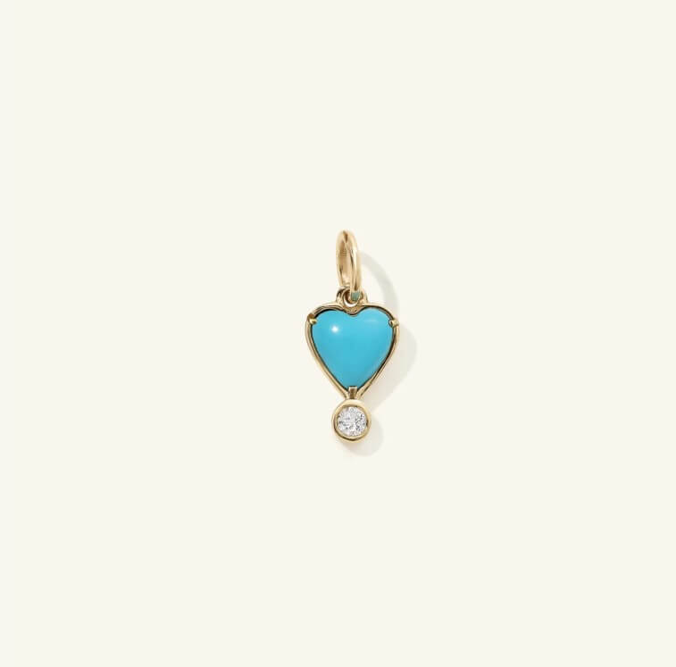 Turquoise Diamond Byrdie Heart Charm