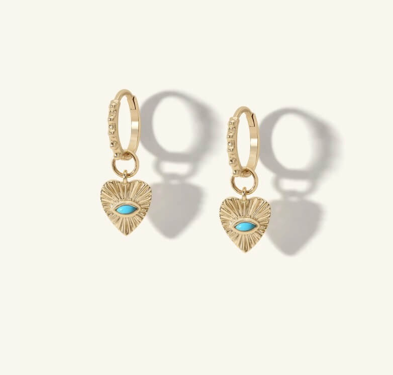 Mini Turquoise Sunbeam Heart Earring Charms