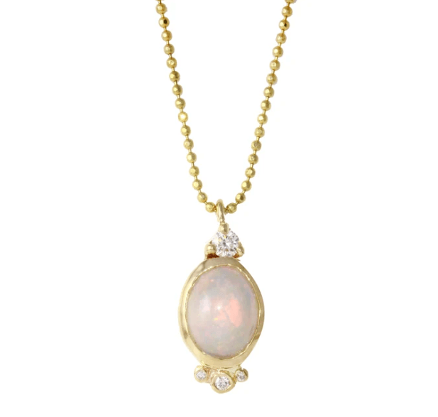 Oval Opal with Diamond Accents Necklace