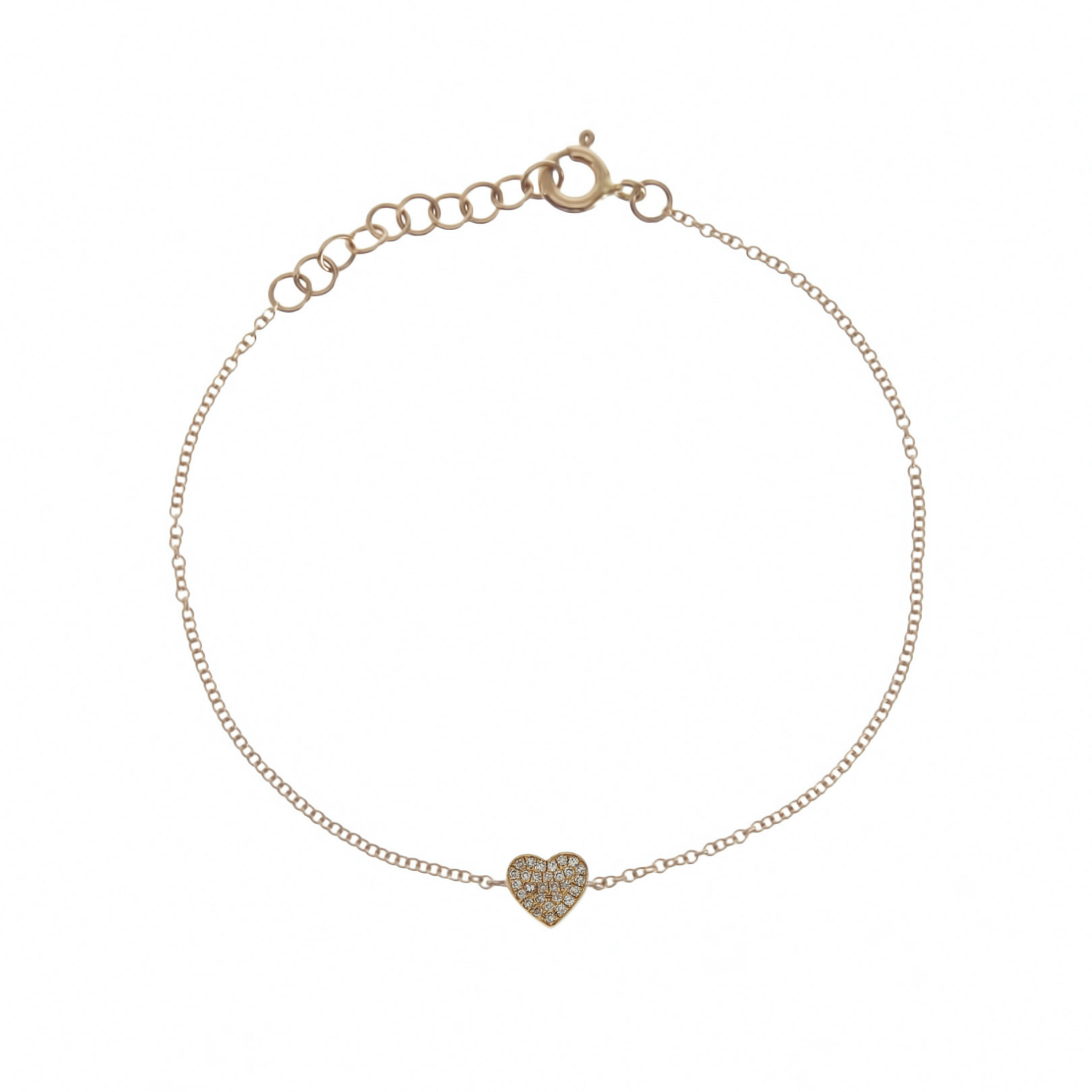 Small Heart Bracelet  14k Solid Gold Heart Diamond  Dainty Diamond Heart Bracelet  Heart Bracelet  Bestfriend Gift  Thin Heart Bracelet