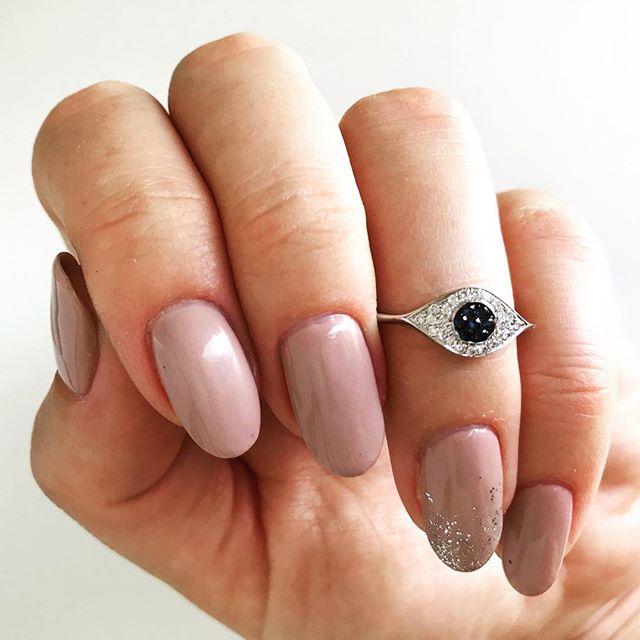 Pave Diamond & Sapphire Evil Eye Ring