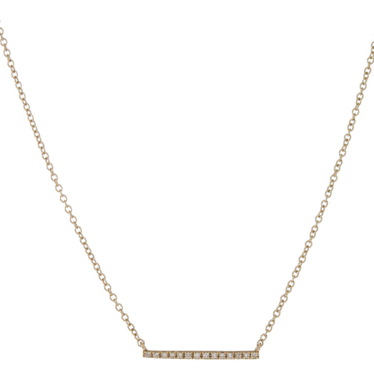 Diamond Line Necklace - Skinny Diamond Bar in Yellow Gold available at Moondance Jewelry Gallery