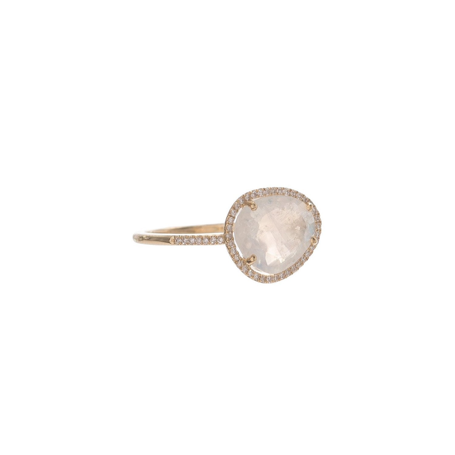 Moonstone & Diamond Pebble Ring