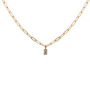 Diamond Baguette on Oval Link Chain Necklace