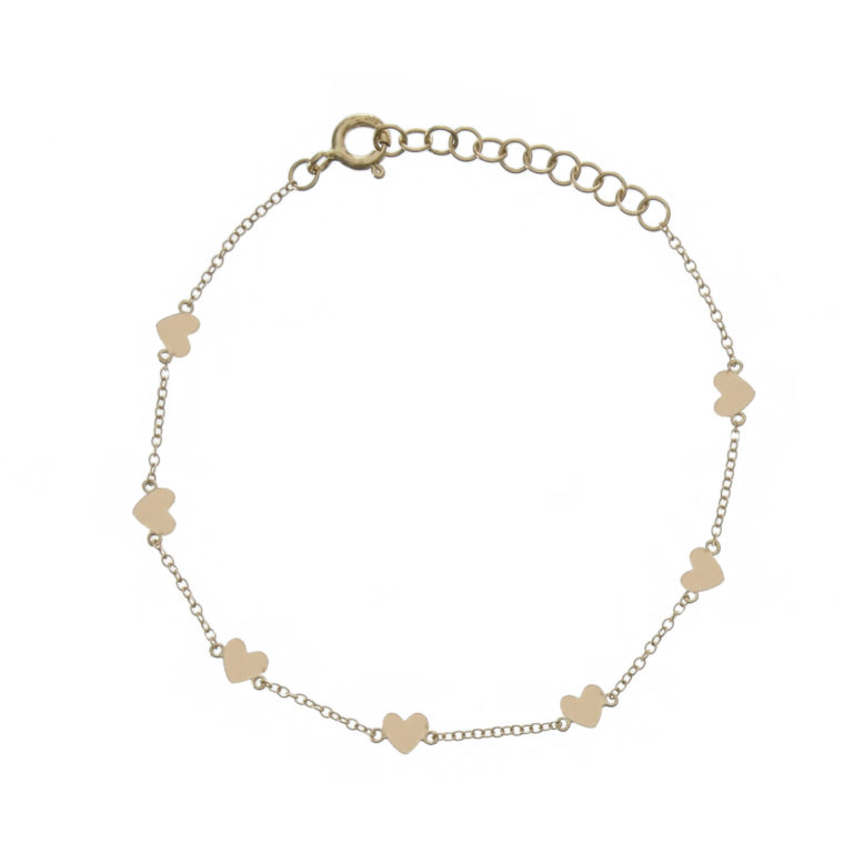 Multi Heart Chain Bracelet in Yellow Gold at Moondance Jewelry