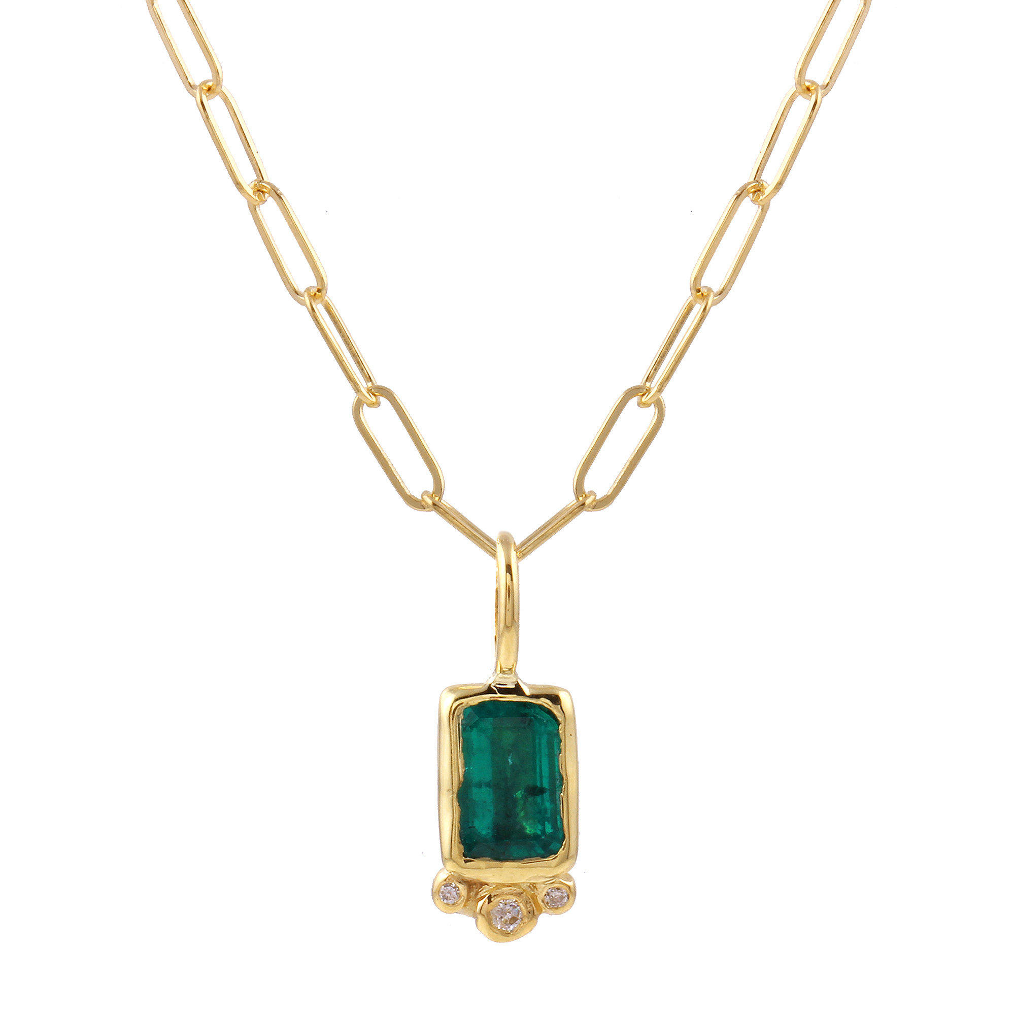 Rectangle Emerald Trio Diamond Link Chain - Moondance Jewelry Gallery
