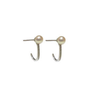 Pearl J Hoop Stud Earrings