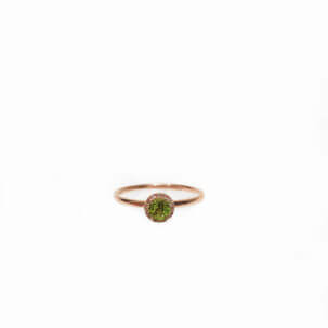 Peridot Ring with Pave Border