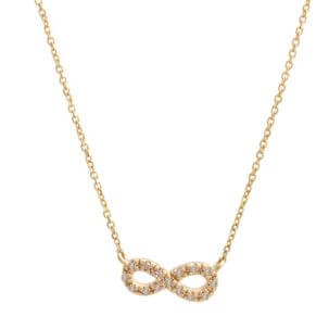 14k Yellow Gold Micro Pave Infinity Necklace