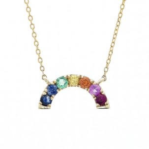 Multi-Gem 14k Gold Rainbow Necklace