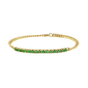 Miami Cuban Chain with Emeralds in Yellow Gold