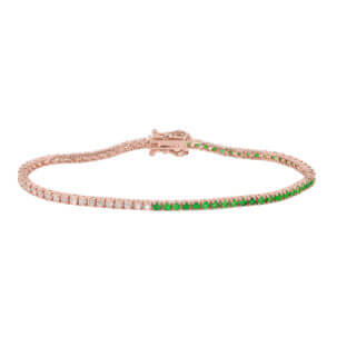 Half Diamond / Half Emerald Tennis Bracelet in Rose Gold