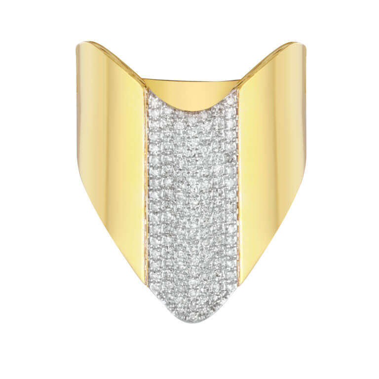 The Pave Chevron Cigar Band in Yellow Gold
