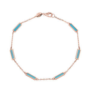 Turquoise Bar Bracelet in 14k Rose Gold