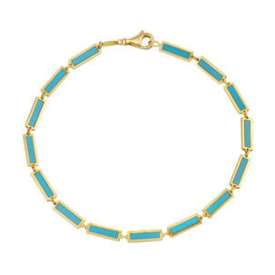 14k Yellow Gold Turquoise Bar Bracelet