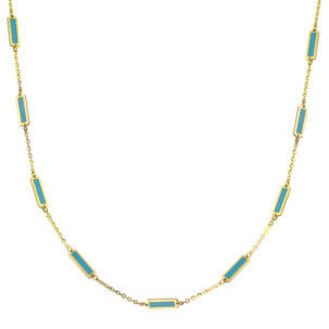 Turquoise Bar Necklace in 14k Yellow Gold