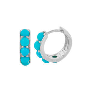 3mm 14k white gold with Turquoise Huggies